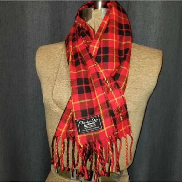 Christian Dior Cashmaire - plaid tartan scarf made in England - Picture 5 of 9